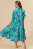 Mint and Blue Print Dress-Sandi's Styles