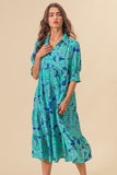 Mint and Blue Print Dress-Sandi's Styles