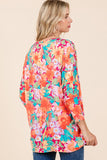 Coral and Teal Print Top-Sandi's Styles