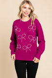 Magenta Bow Sweater-Sandi's Styles