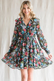 Black Fall Floral Dress-Sandi's Styles