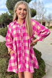 Pink Plaid Dress-Sandi's Styles