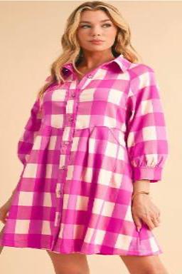 Pink Plaid Dress-Sandi's Styles