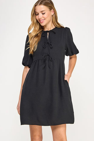 Black Bow Dress-Sandi's Styles