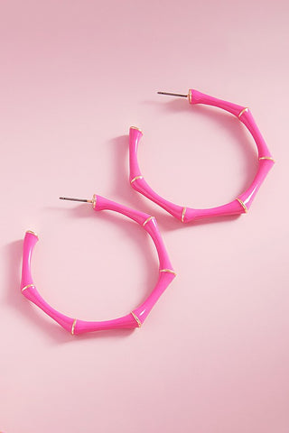 Bamboo Hoops pink-Sandi's Styles