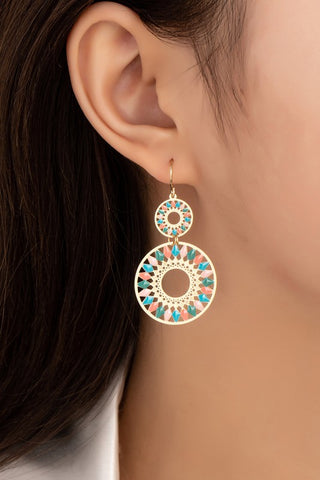 Colorful round drop earrings-Sandi's Styles