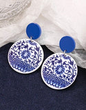 Blue Toile Earrings-Sandi's Styles