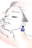 Blue Toile Earrings-Sandi's Styles