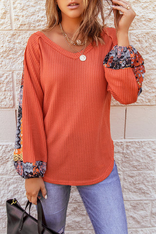 Orange thermal knit top-Sandi's Styles