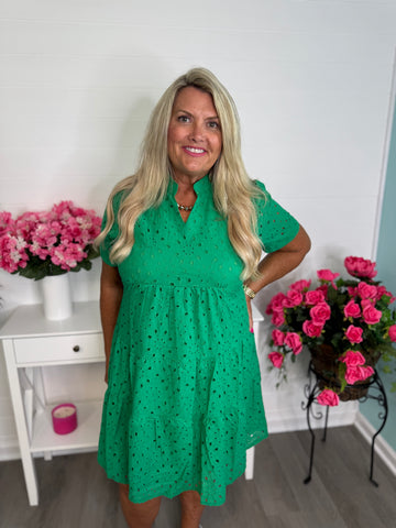 Green Eyelet Dress