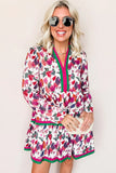 Pink And Green Fall Floral Dress-Sandi's Styles