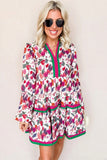 Pink And Green Fall Floral Dress-Sandi's Styles