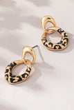 Leopard print enamel drop earrings-Sandi's Styles