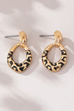 Leopard print enamel drop earrings-Sandi's Styles
