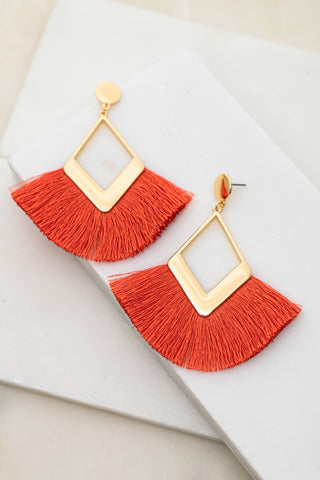 Coral tassel earrings-Sandi's Styles