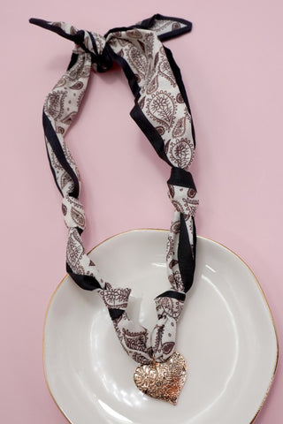 Beige and Black Scarf Necklace-Sandi's Styles