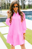 Pink Dress With Blue Stripe Detail-Sandi's Styles
