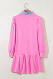 Pink Dress With Blue Stripe Detail-Sandi's Styles